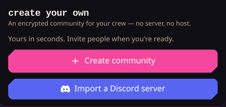 Import a Discord server button in Armada's Discover page, the entry point for Discord server migration