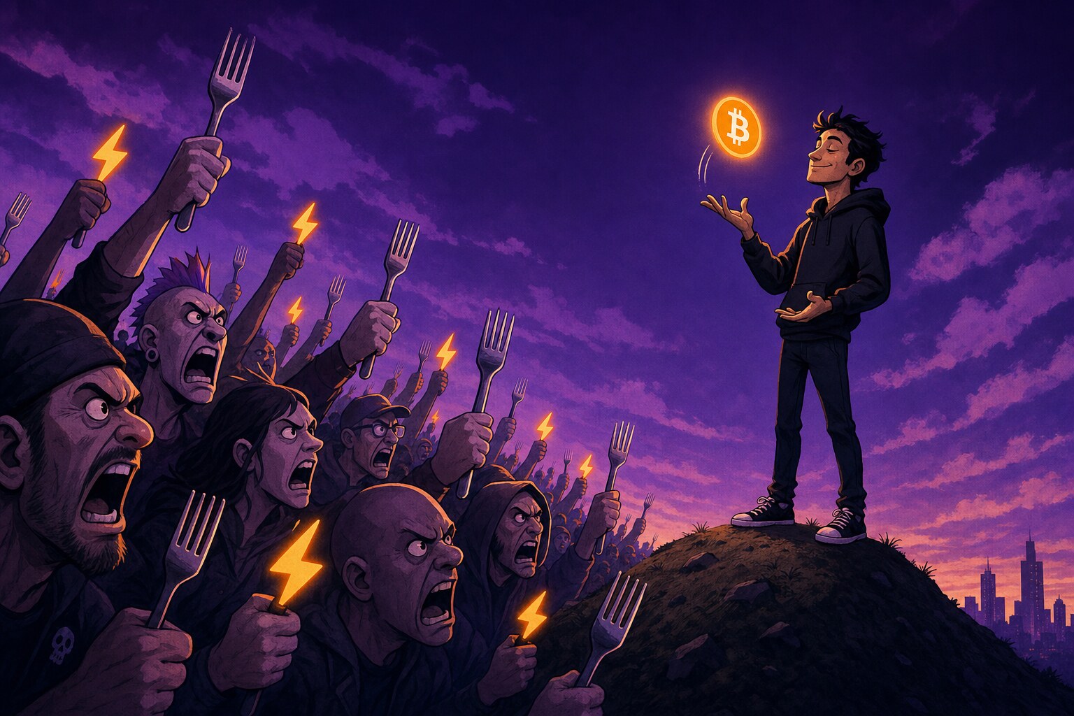 The backlash against onchain zaps — a storm of angry comments and accusations swirling around a steady Bitcoin signal