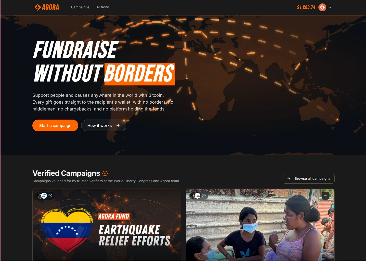 Agora — fundraise without borders